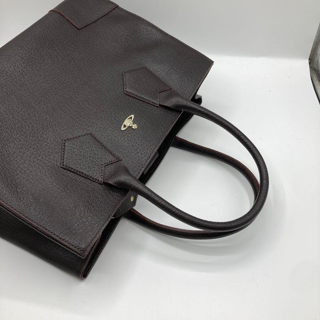 美品✨ヴィヴィアンウエストウッド トートバッグ エグゼクティブ2 銀オーブ　茶