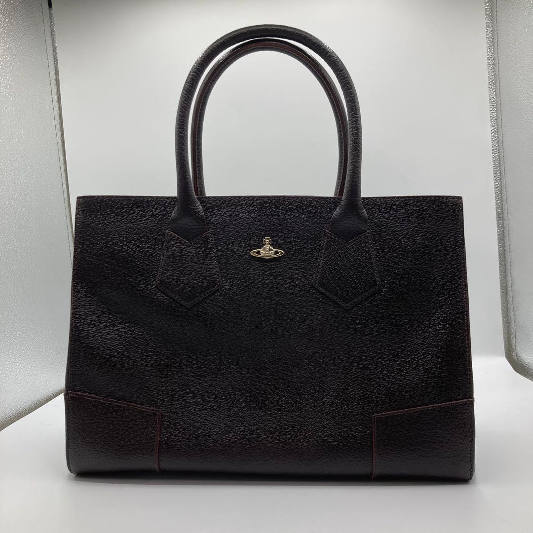 美品✨ヴィヴィアンウエストウッド トートバッグ エグゼクティブ2 銀オーブ　茶