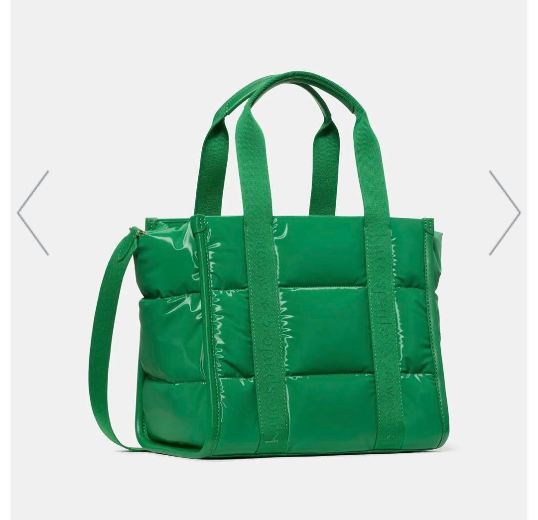 美品⭐︎ケイトスペード⭐︎キップ パフィースモールトートバッグ　グリーン 2way
