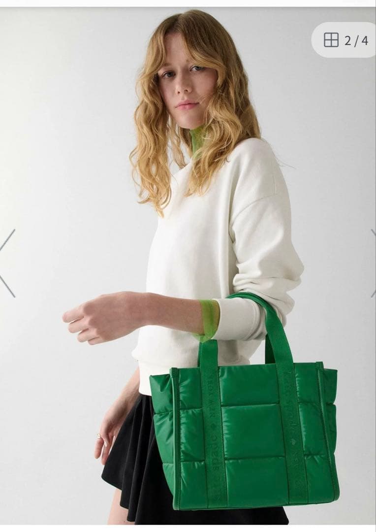 美品⭐︎ケイトスペード⭐︎キップ パフィースモールトートバッグ　グリーン 2way