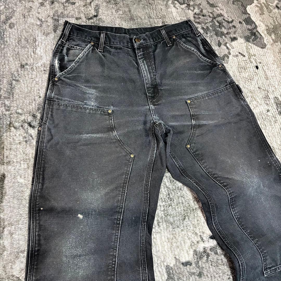 34×30 Carhartt 超レアフェードブラック 雰囲気抜群 ボロ 一点物