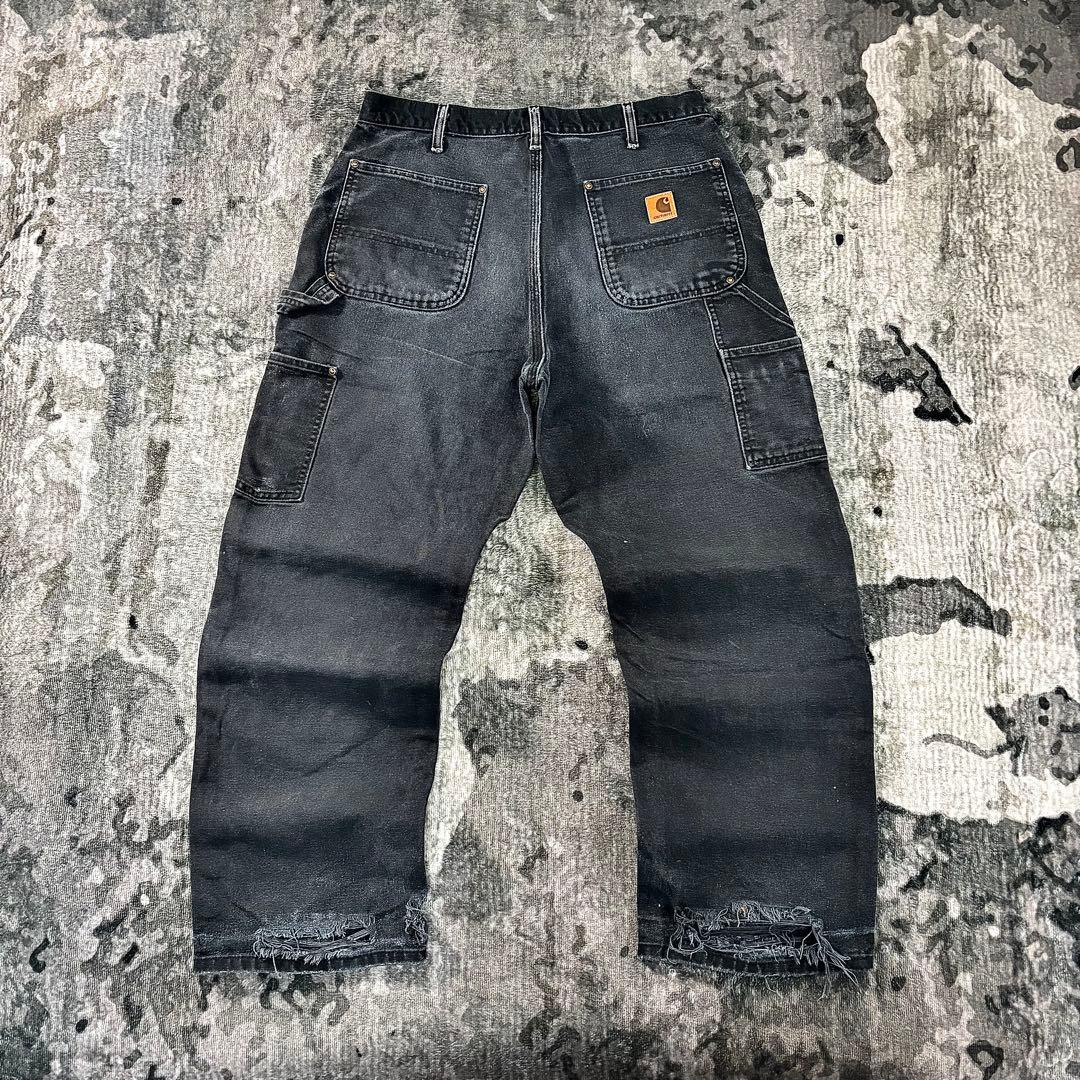 34×30 Carhartt 超レアフェードブラック 雰囲気抜群 ボロ 一点物