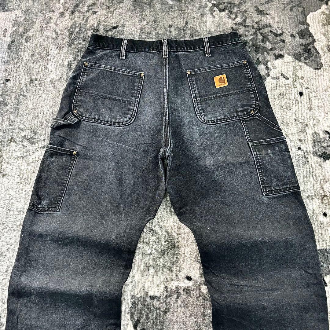 34×30 Carhartt 超レアフェードブラック 雰囲気抜群 ボロ 一点物