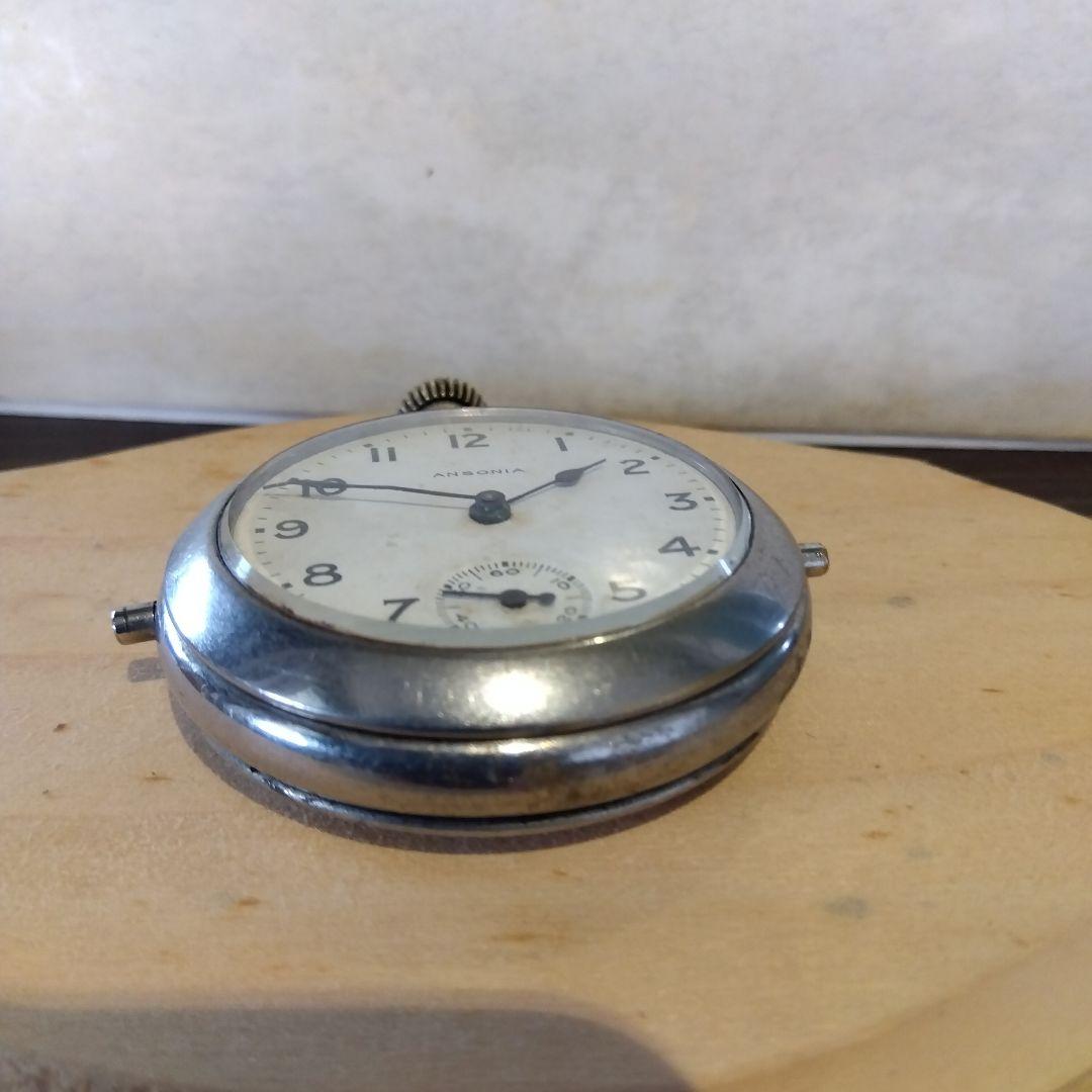 懐中時計タイプ置時計、懐中時計　 手巻きスモセコ 　アンソニア　整調済　少々難有