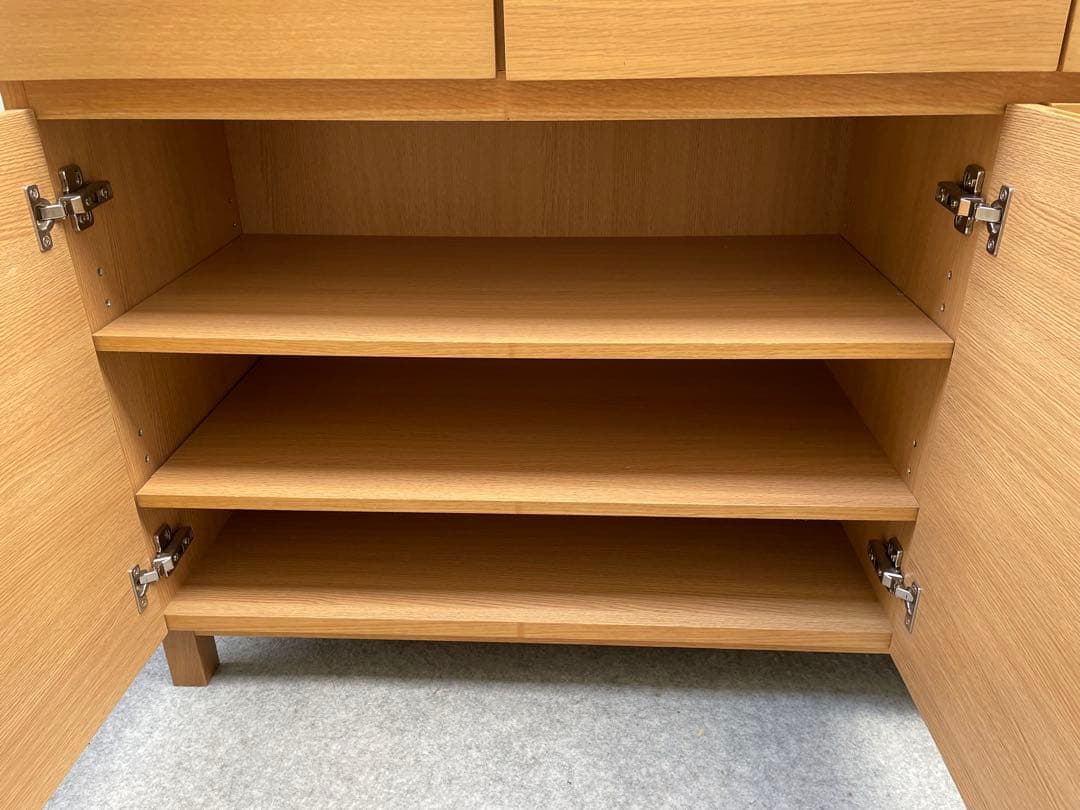 割と綺麗　無印良品　オーク材　カウンター　キャビネット