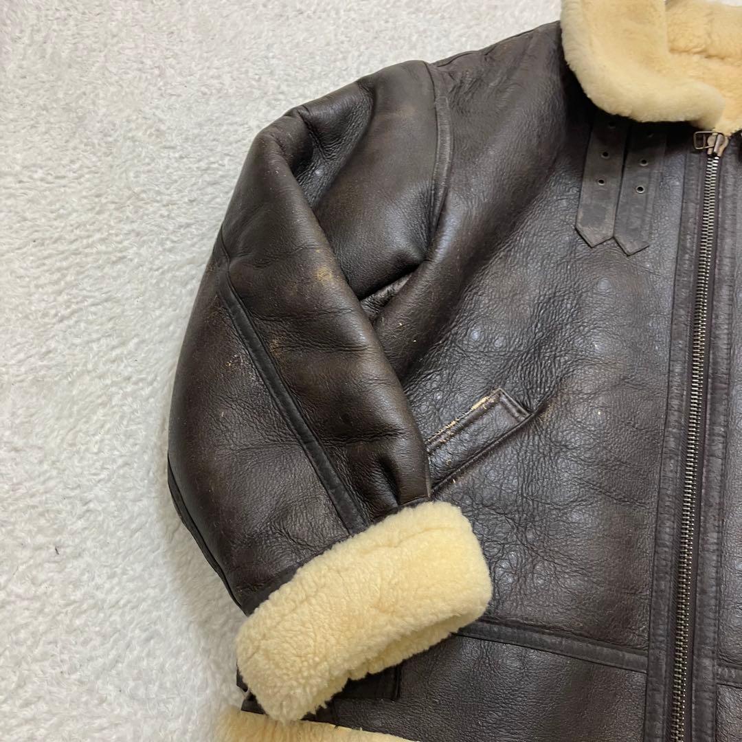XL✨本革 羊革 レザー B-3 ムートン フライトジャケット ボア 肉厚