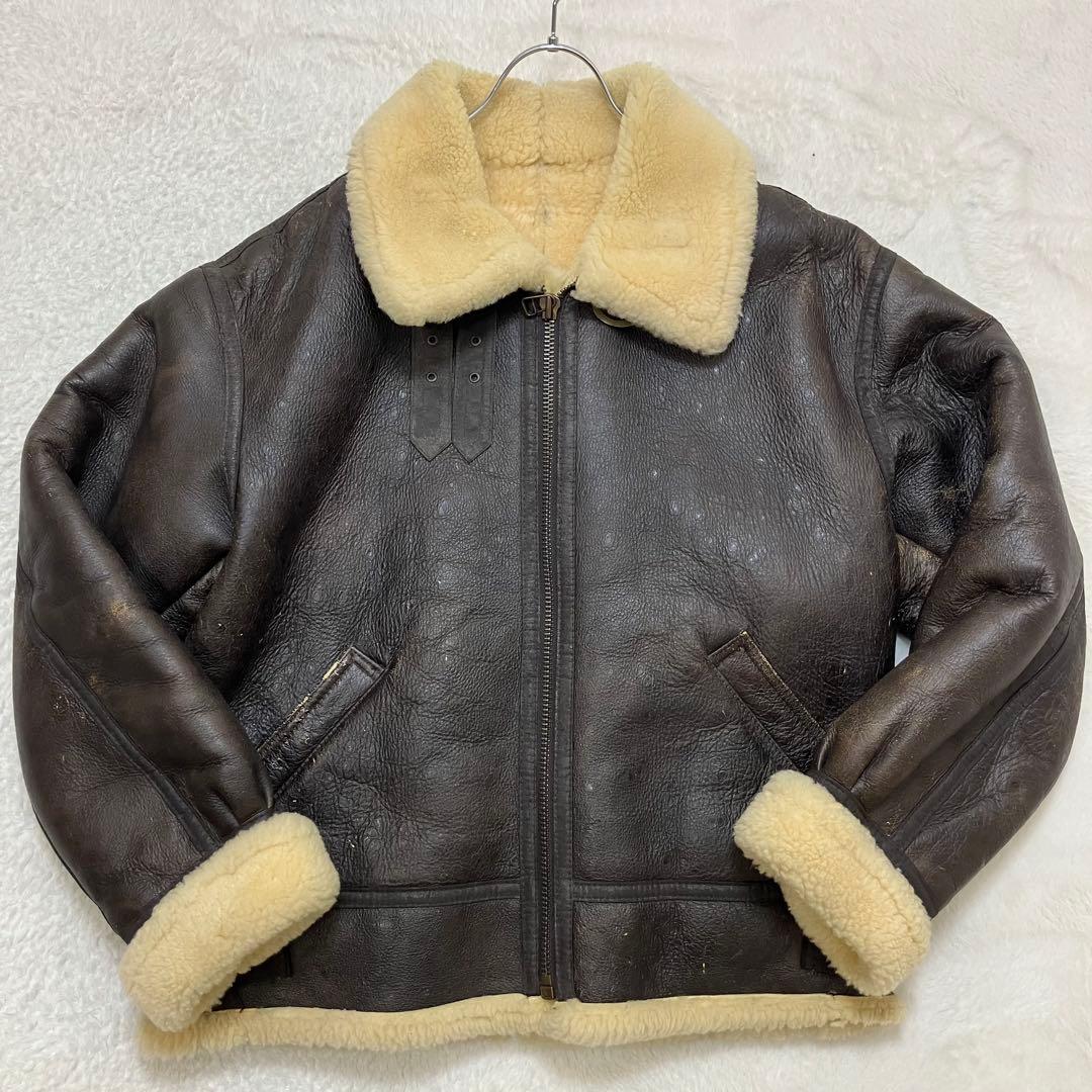XL✨本革 羊革 レザー B-3 ムートン フライトジャケット ボア 肉厚