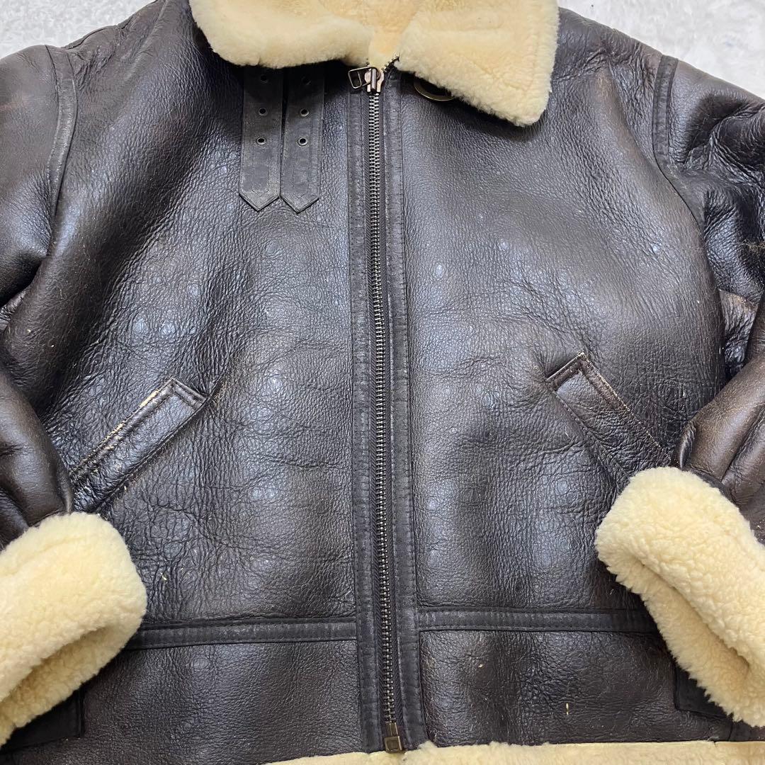 XL✨本革 羊革 レザー B-3 ムートン フライトジャケット ボア 肉厚