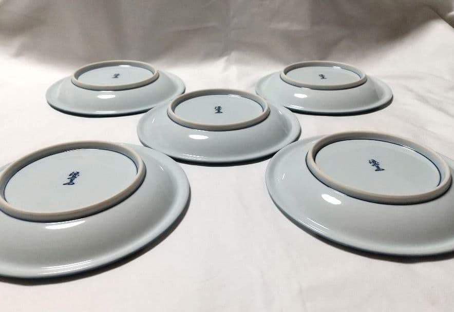 未使用品 源右衛門窯 染錦 大樹 銘々皿 5枚組