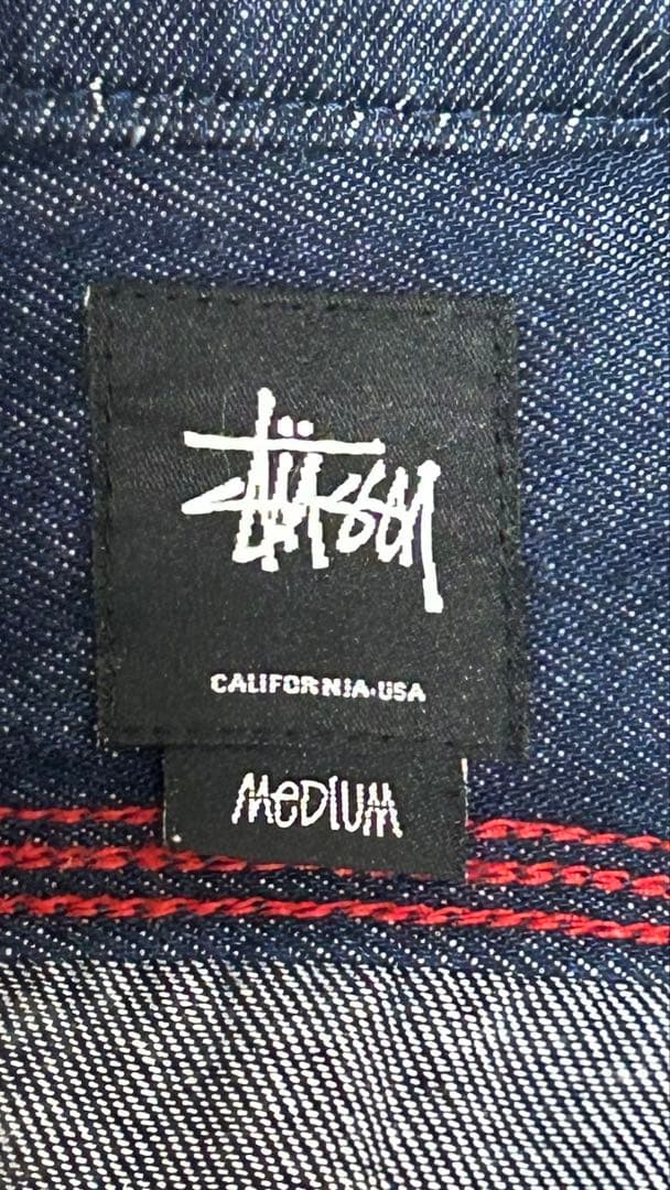 stussy デニム刺繍　ジップアップライトアウター
