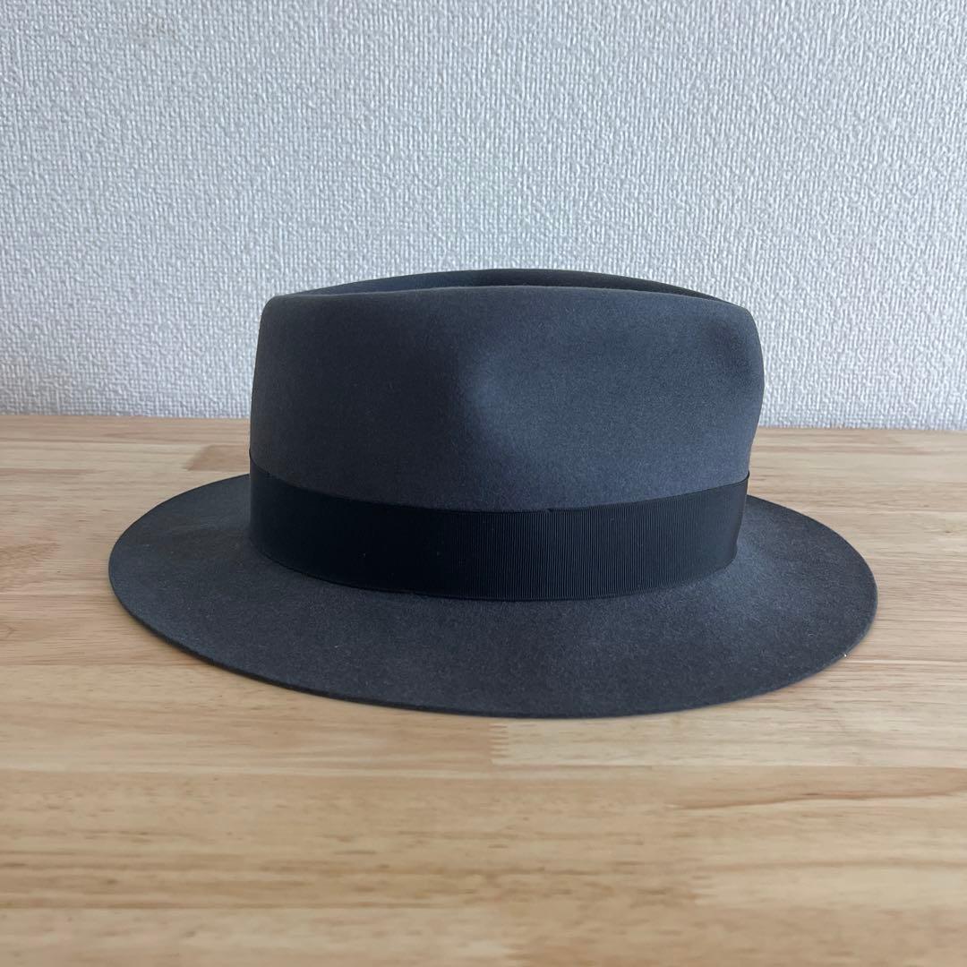 50's 60's イングランド製　ハット　チャコールグレー　7 1/4