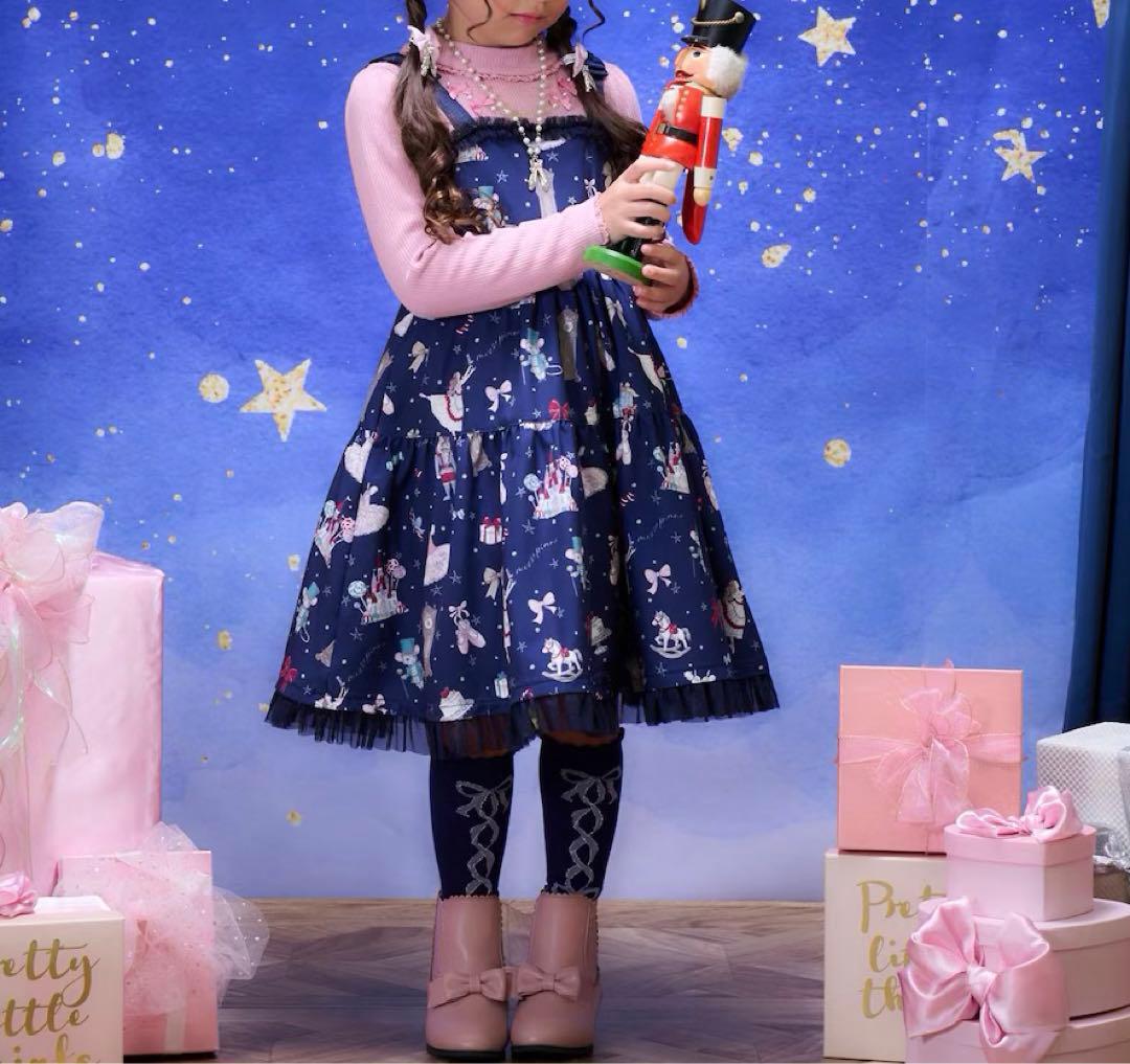 メゾピアノ新品新作タグ付きくるみ割り人形柄キャミワンピース140