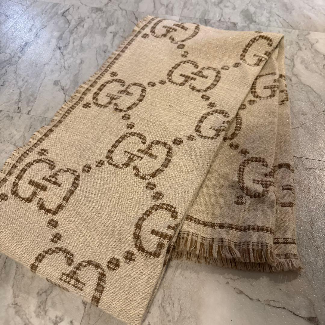 GUCCI GGロゴ マフラー ベージュ