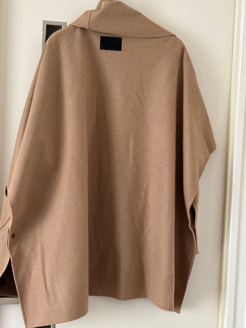 ウール混合 ベージュ ポンチョ