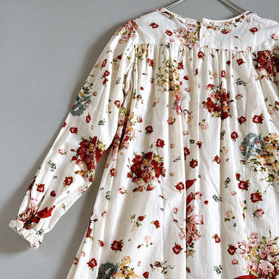 21年モデル✨ピンクハウス アンジェリークローズ柄 ミディ丈ワンピース フリル