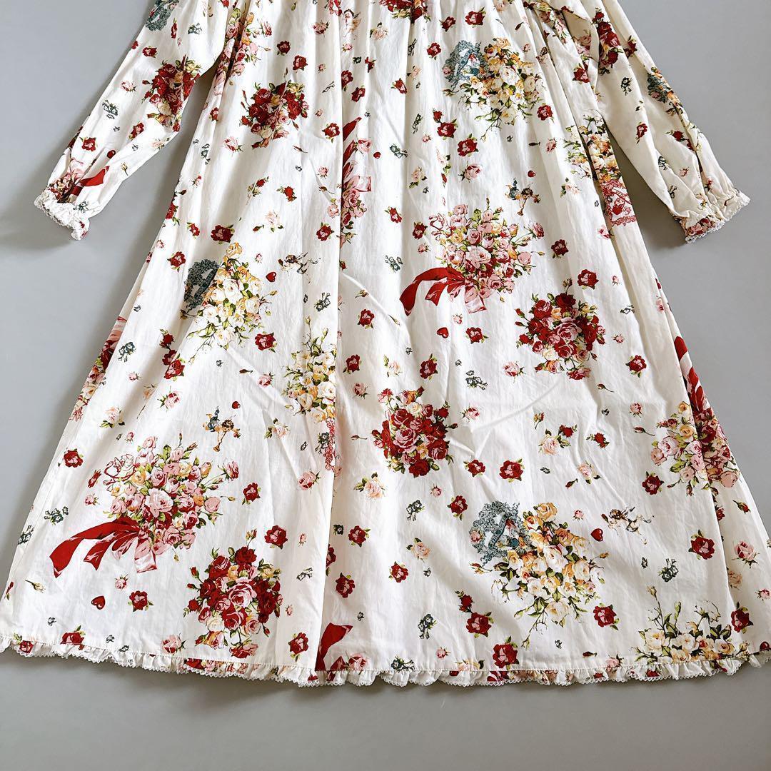 21年モデル✨ピンクハウス アンジェリークローズ柄 ミディ丈ワンピース フリル