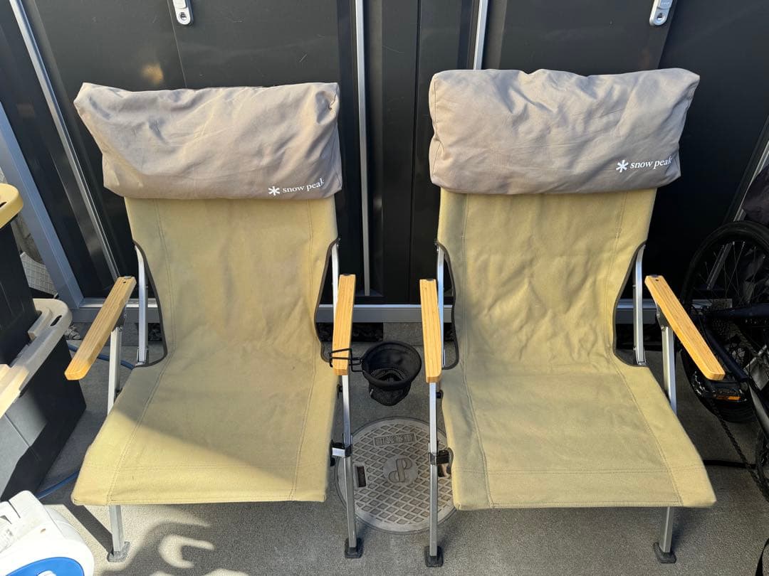  Peak スノーピークローチェア30カーキ 2脚セットクッション付き