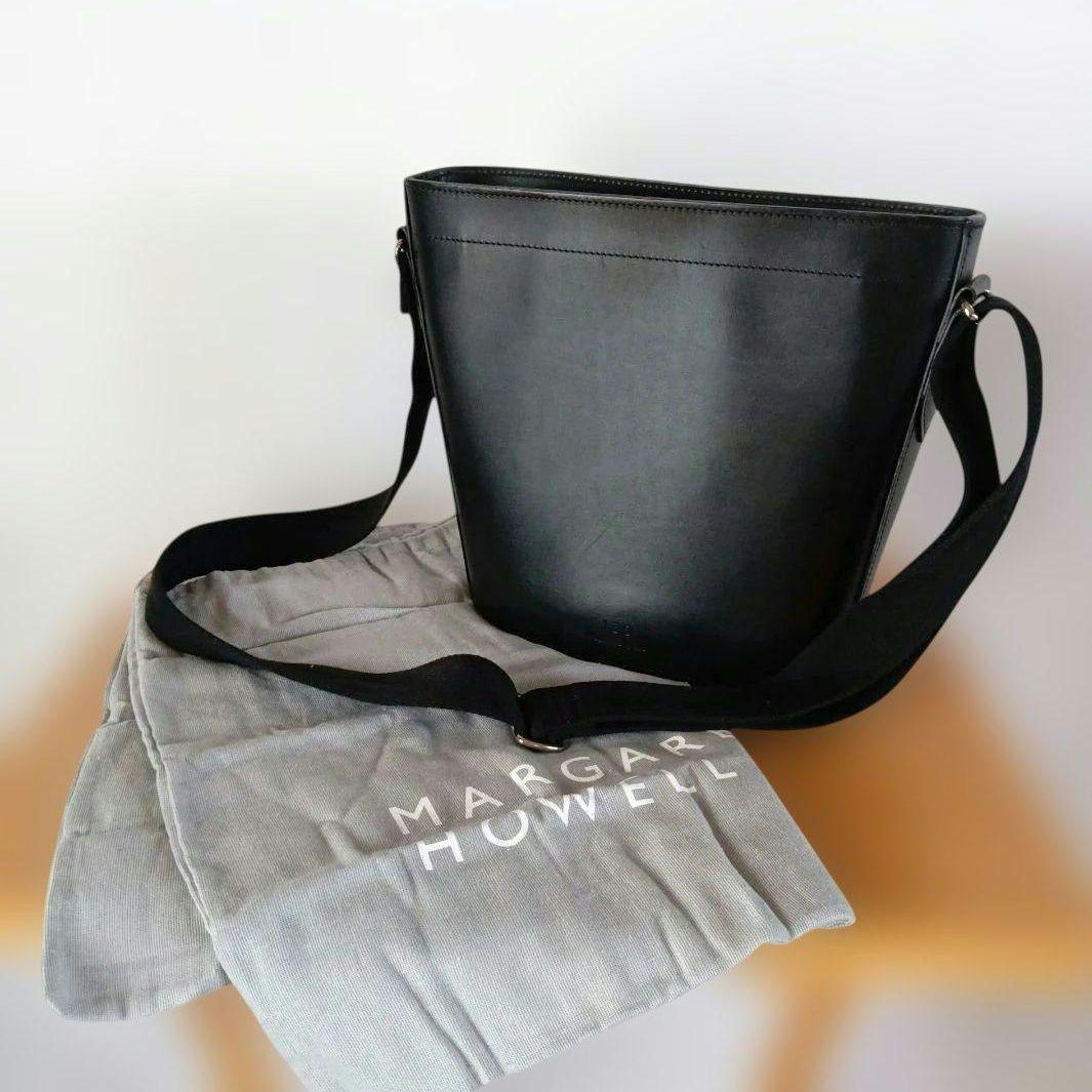 希少美品◆マーガレットハウエル ショルダーバッグ　バケツ　レザー　限定　ブラック
