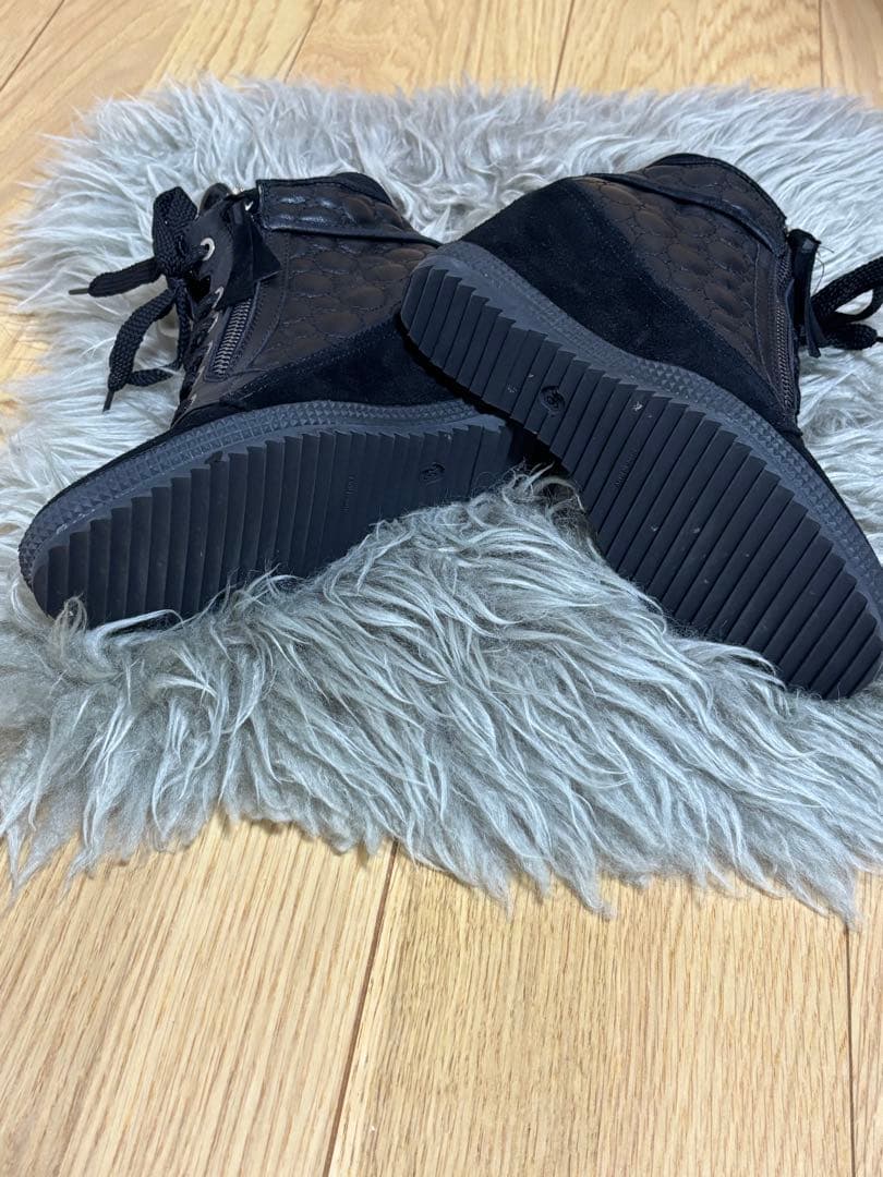 xxrainyxx ルコラインブラックハイカットブーツウェッジヒール