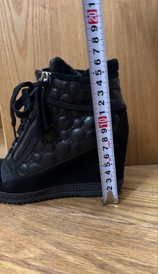 xxrainyxx ルコラインブラックハイカットブーツウェッジヒール