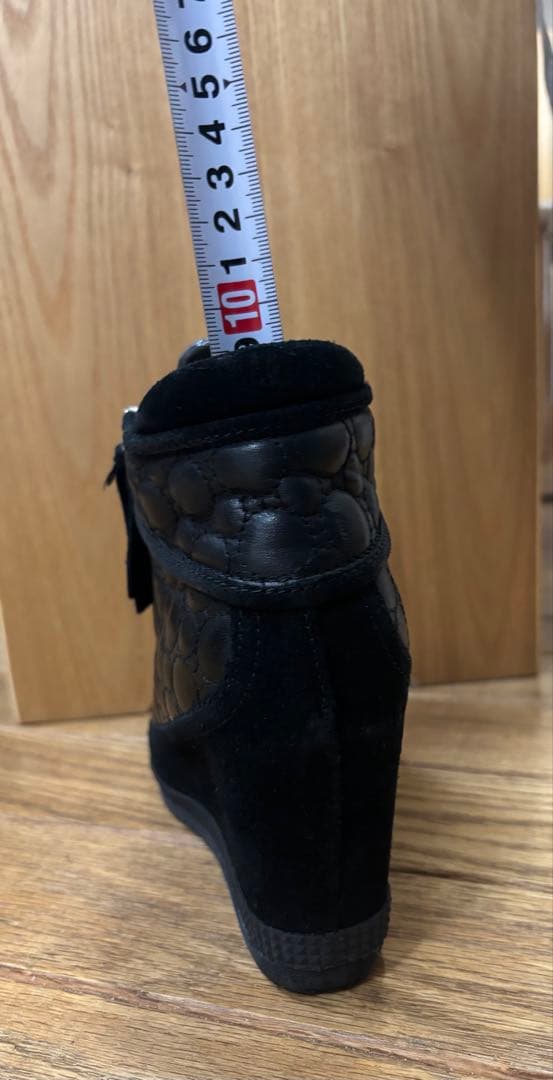 xxrainyxx ルコラインブラックハイカットブーツウェッジヒール