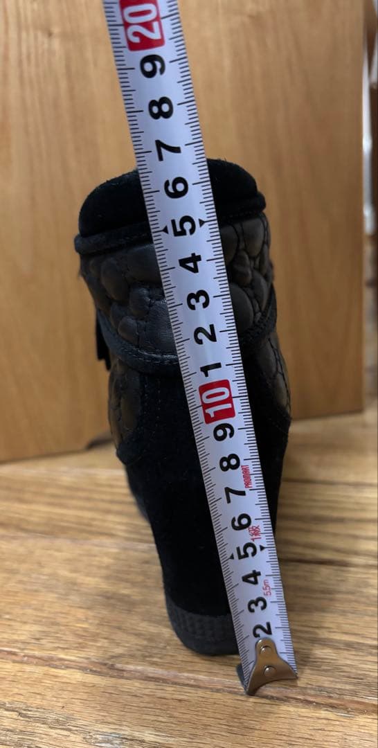 xxrainyxx ルコラインブラックハイカットブーツウェッジヒール