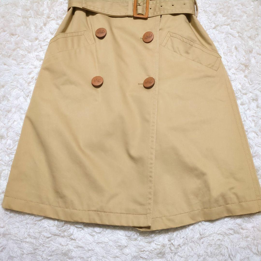 CELINE◆ホースボタン 裏地チェック トレンチコート ベージュ 34