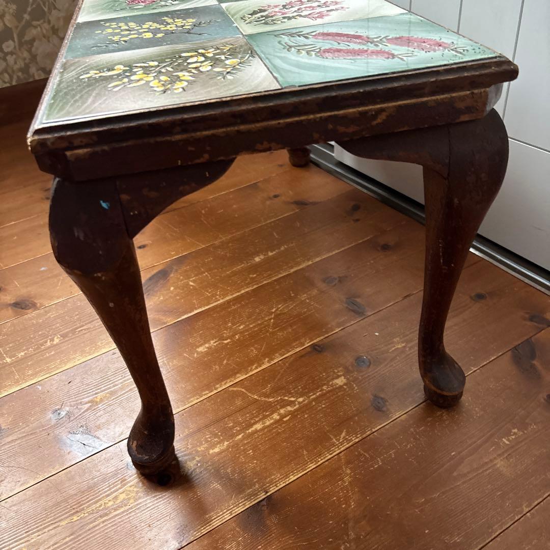 アンティーク　タイルトップ　ミニテーブル