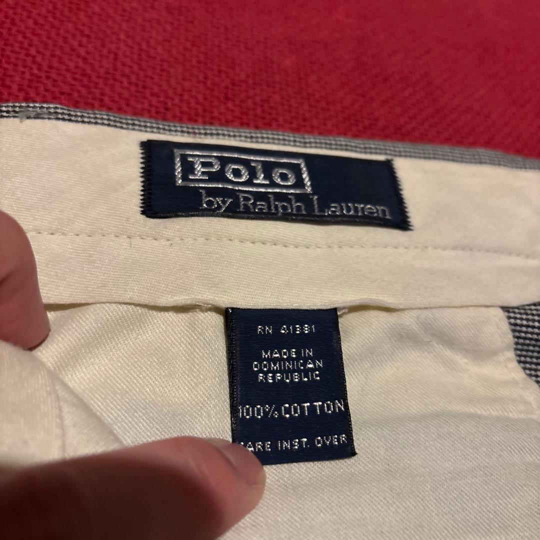 希少 90s ラルフローレン コットン スラックス 千鳥格子 ワイド 極太