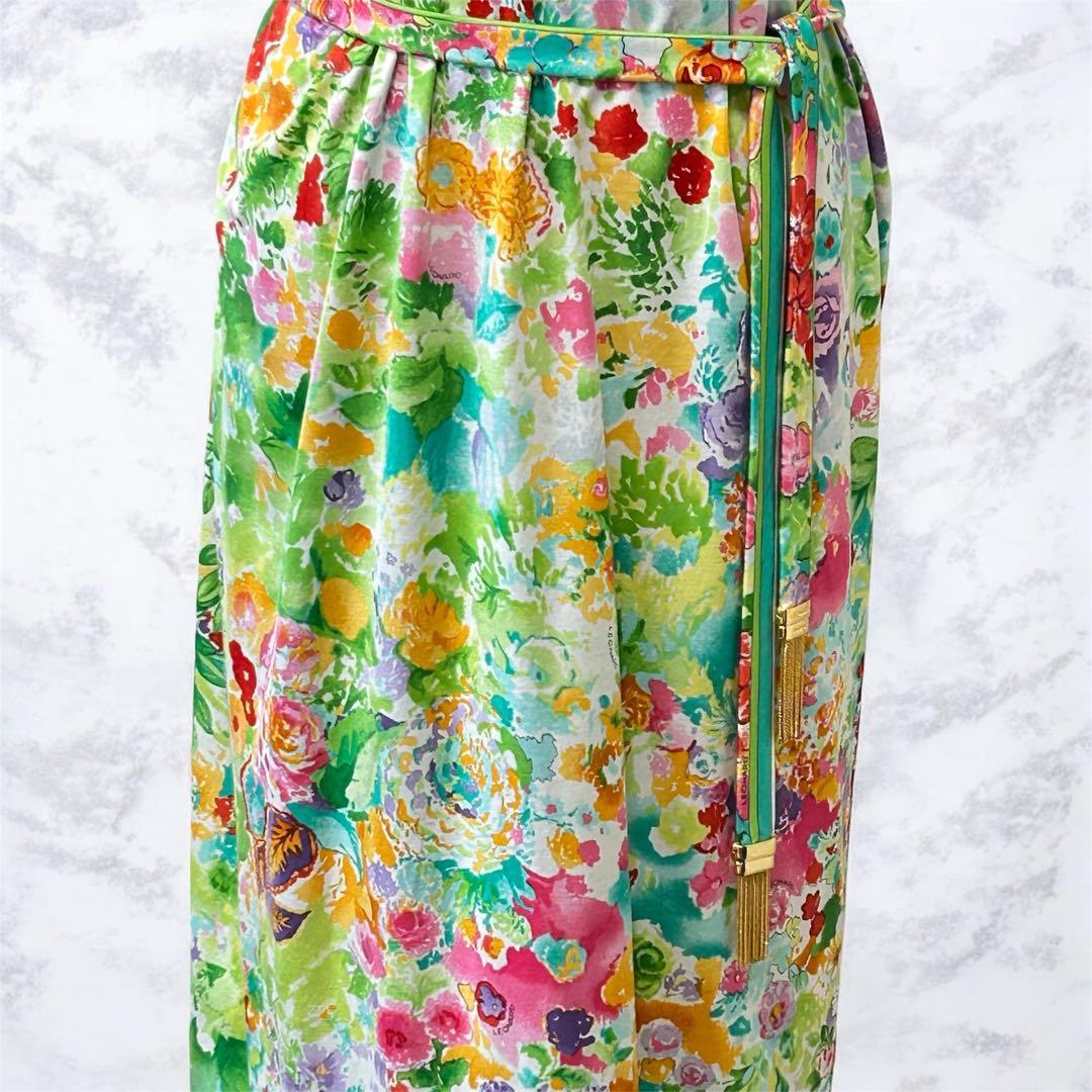 LEONARD 花柄 コットン ワンピース L 手洗い可