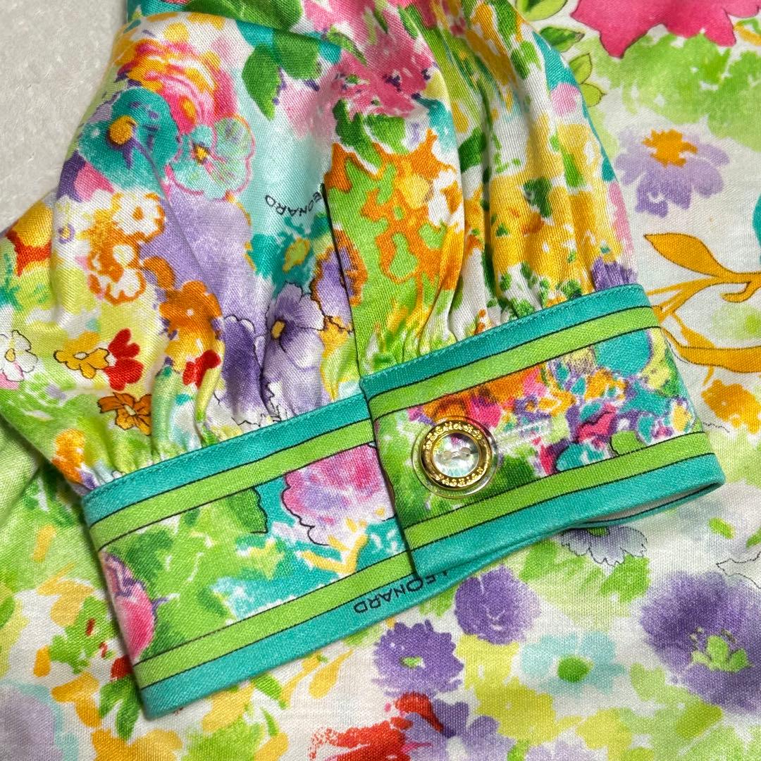 LEONARD 花柄 コットン ワンピース L 手洗い可