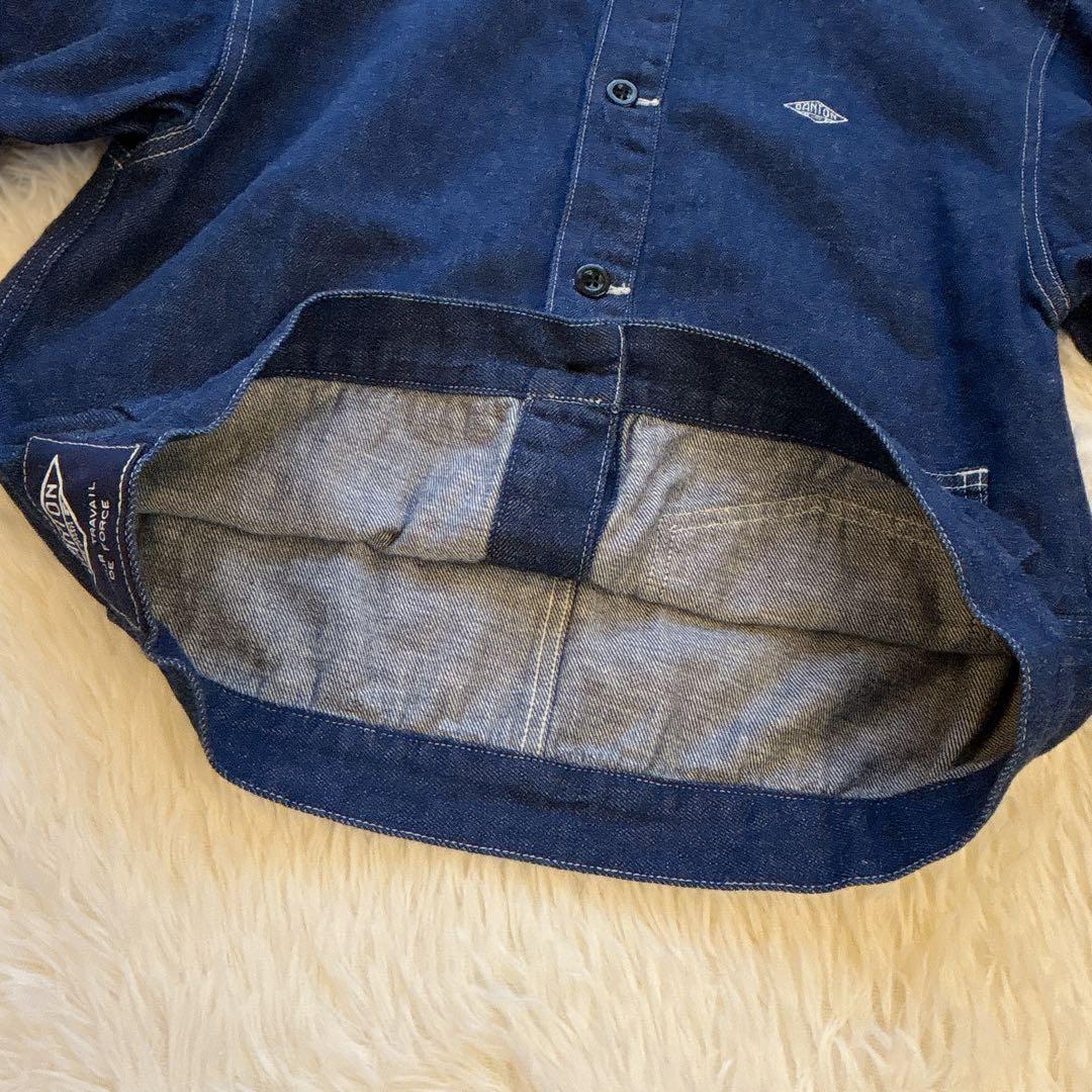 【美品】DANTON ダントン　デニム ノーカラージャケット 38