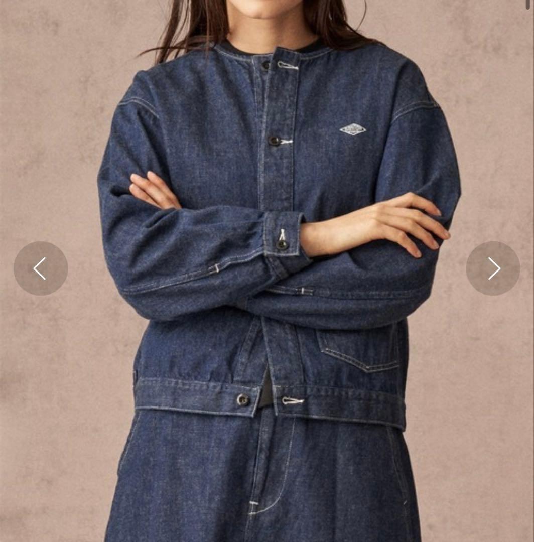 【美品】DANTON ダントン　デニム ノーカラージャケット 38