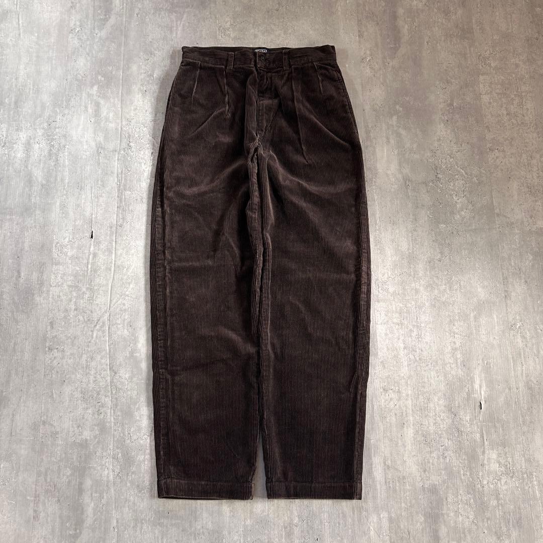 C26 ポロラルフローレン 太畝コーデュロイ 2タック ダークブラウン W30