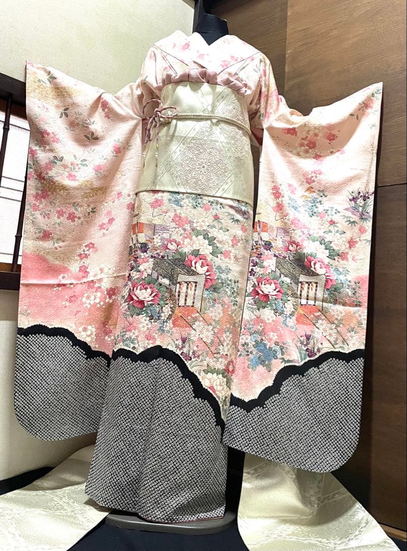 振袖 フルセット6点サイズM 絞り　御所車花文　暈し染め　金彩　正絹
