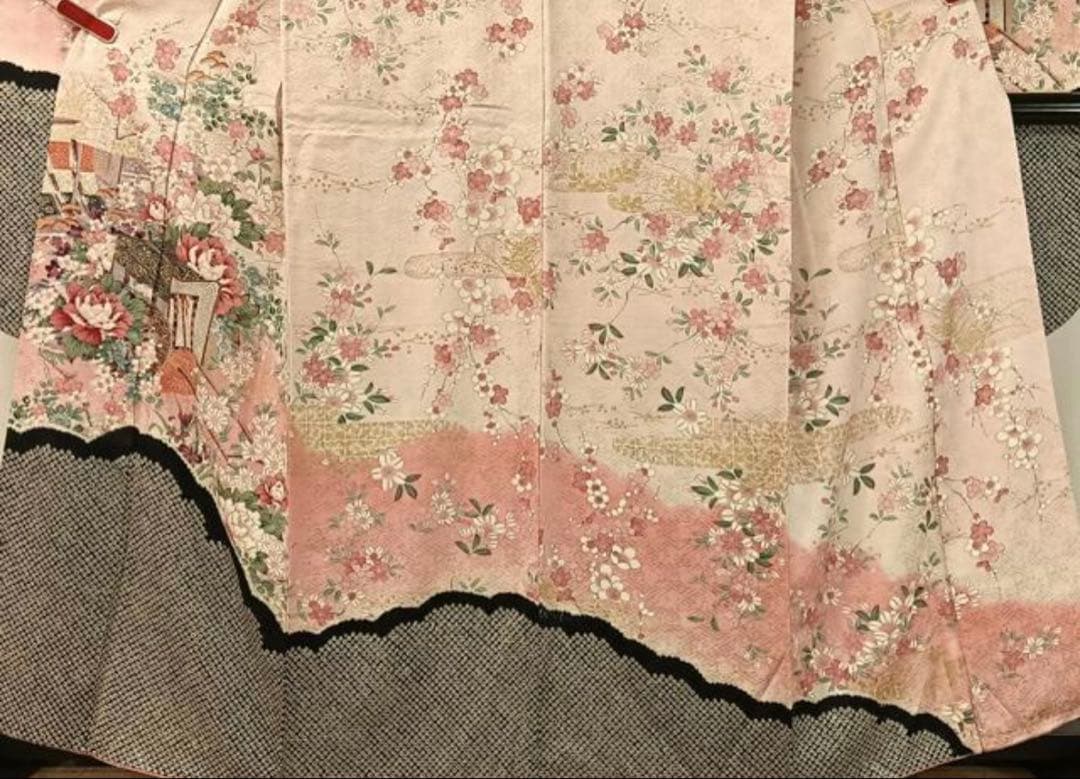 振袖 フルセット6点サイズM 絞り　御所車花文　暈し染め　金彩　正絹