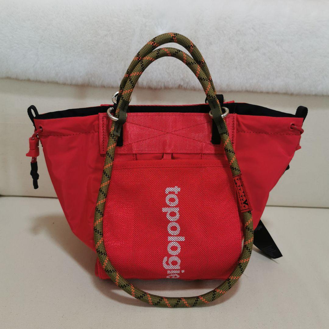 Topologie ミニ トートバッグ レッド 赤いナイロンショルダーバッグ