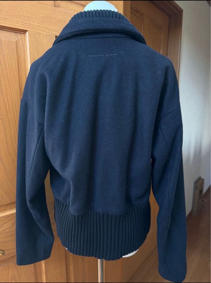 MM6 ウールコート 毛コート ダークブルー 38