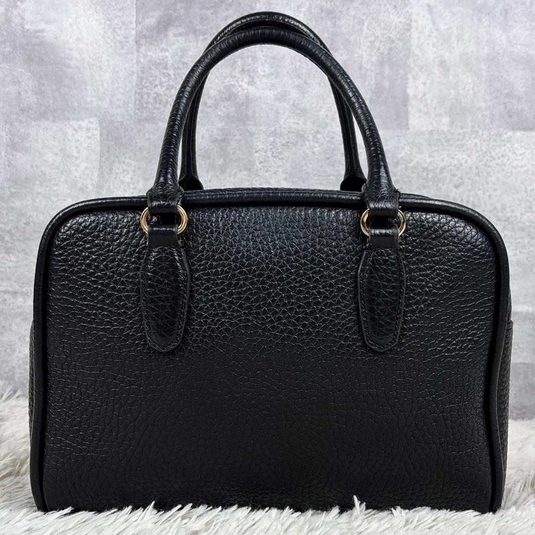 極美品 FURLA レザー トートバッグ シリ 肩掛け ロゴ金具 ファスナー 黒