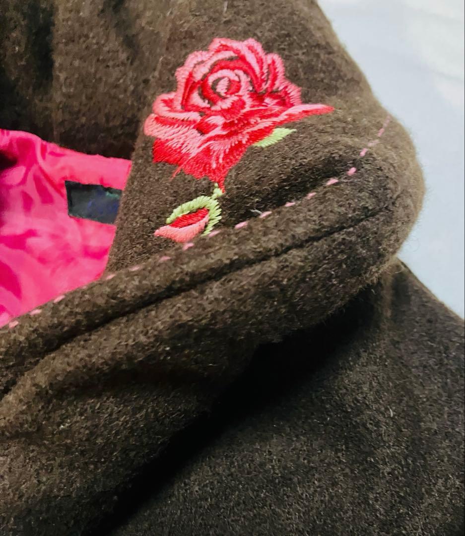 美品☆ふりふ ダークブラウン ウール ポンチョ 和装にも M（フリーサイズ）