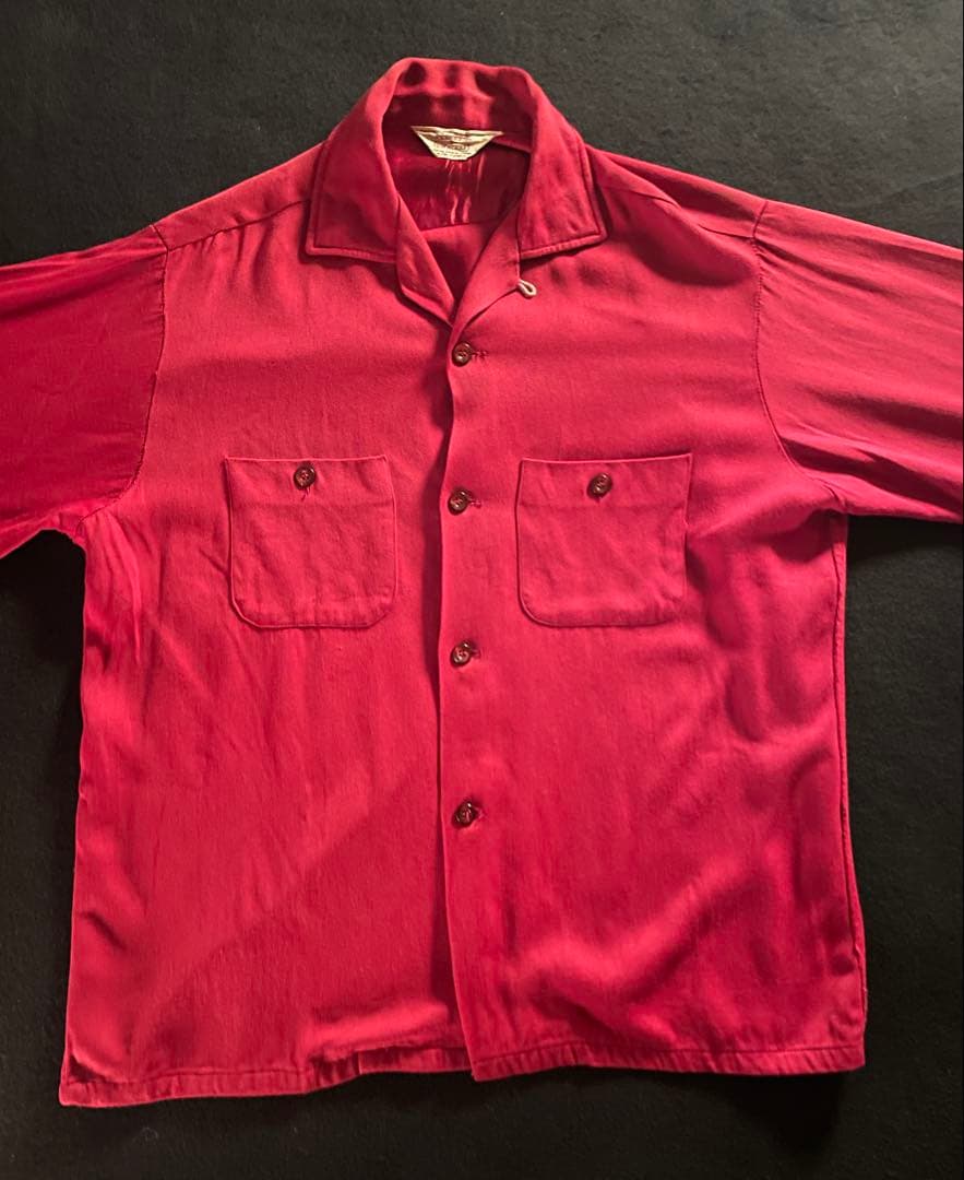 50's Towncraft レーヨンシャツ ワインレッド