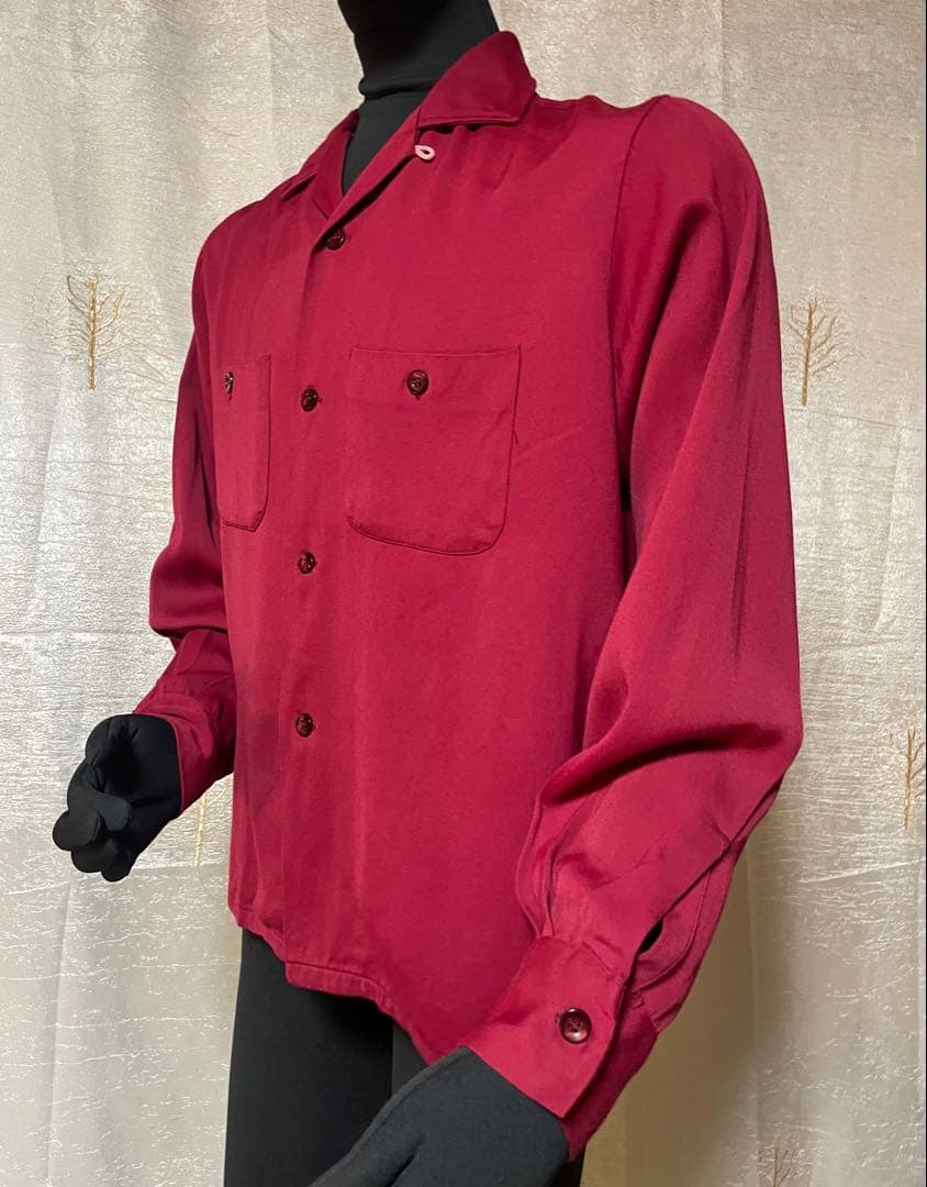 50's Towncraft レーヨンシャツ ワインレッド