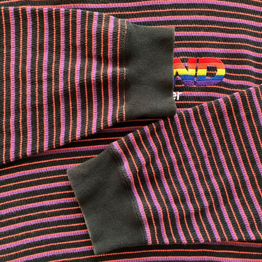 DAIRIKU 22SS ボーダー ロングTシャツ 刺繍ロゴ 長袖カットソー F