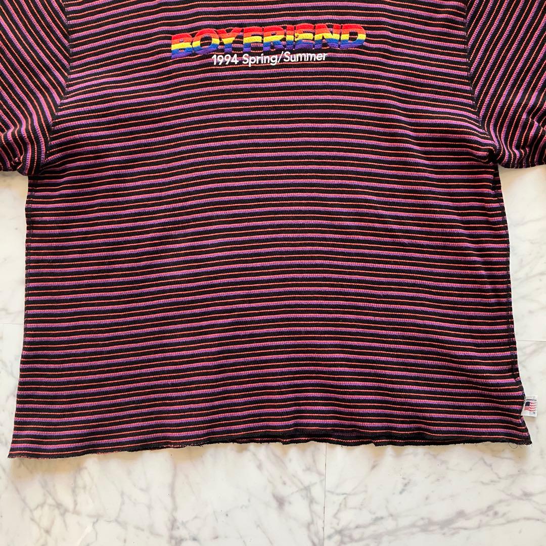 DAIRIKU 22SS ボーダー ロングTシャツ 刺繍ロゴ 長袖カットソー F