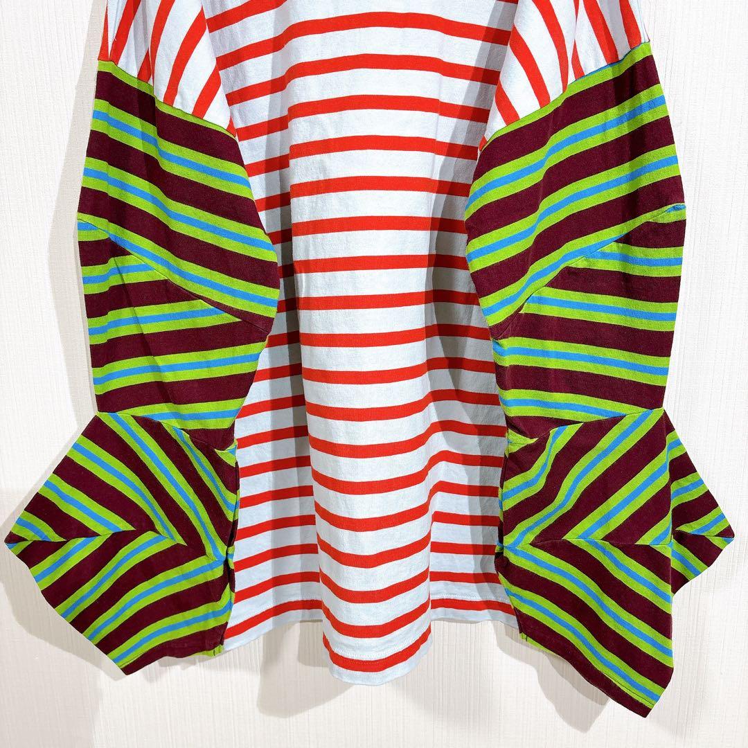 nagonstans ナゴンスタンス ボーダー　パネルスリーブTシャツ