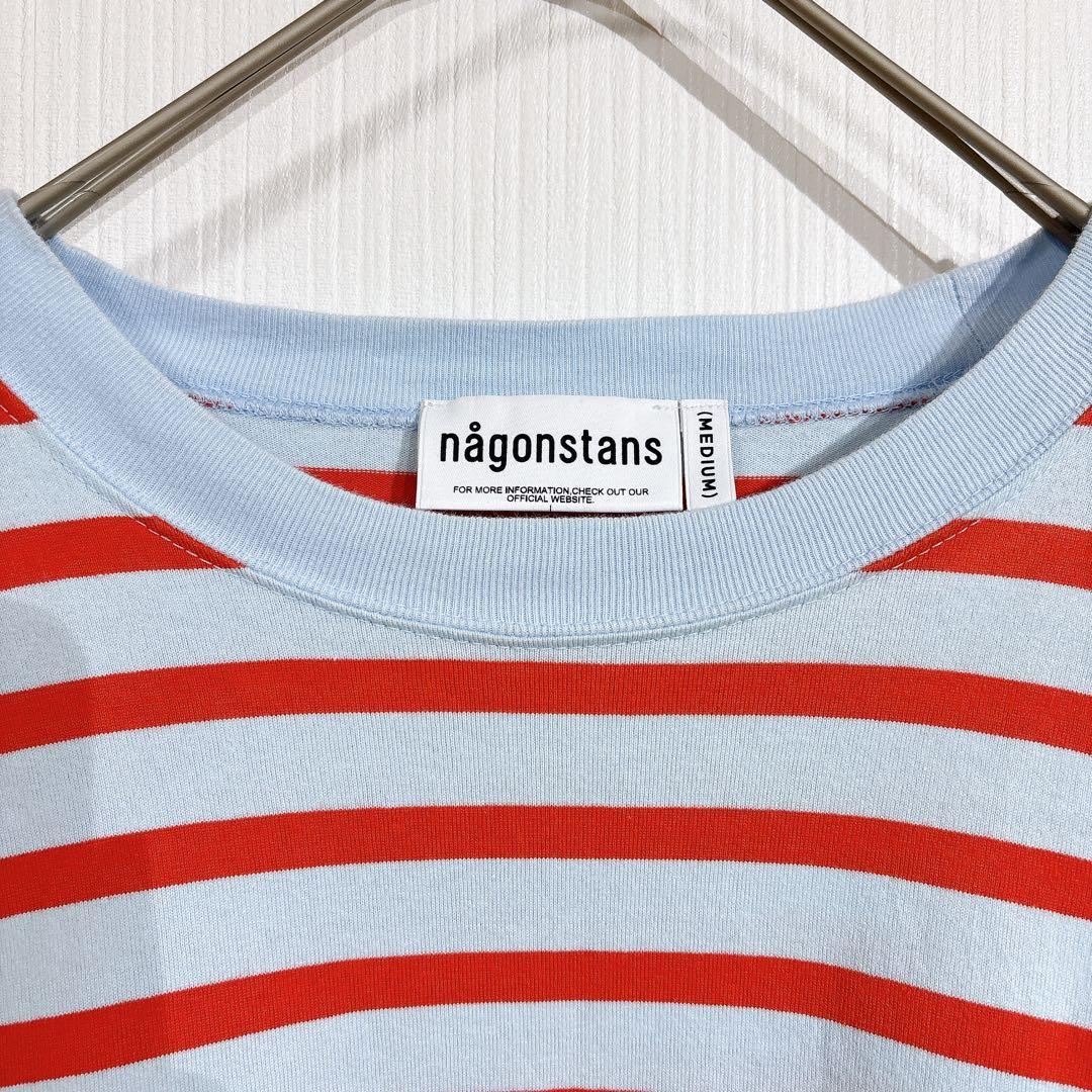 nagonstans ナゴンスタンス ボーダー　パネルスリーブTシャツ