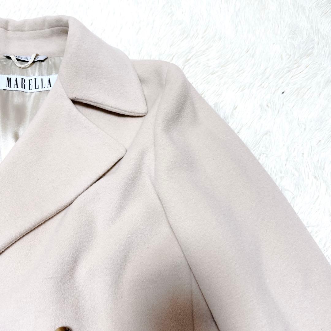 MARELLA ベージュ アンゴラ　ダブル　ロングコート　イタリア製　最高級