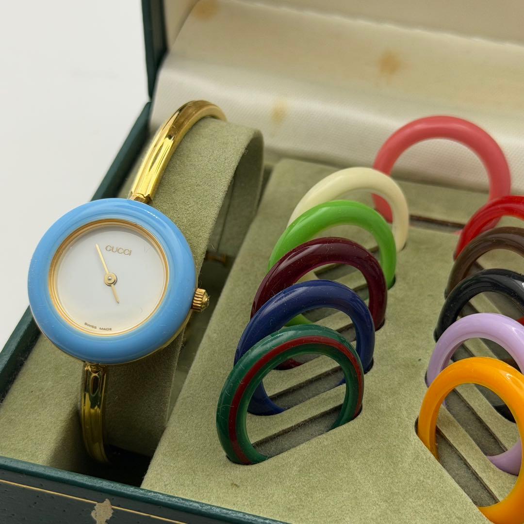 【デッドストック】グッチ　チェンジベゼル　クォーツ　ベゼル11個付　11.12