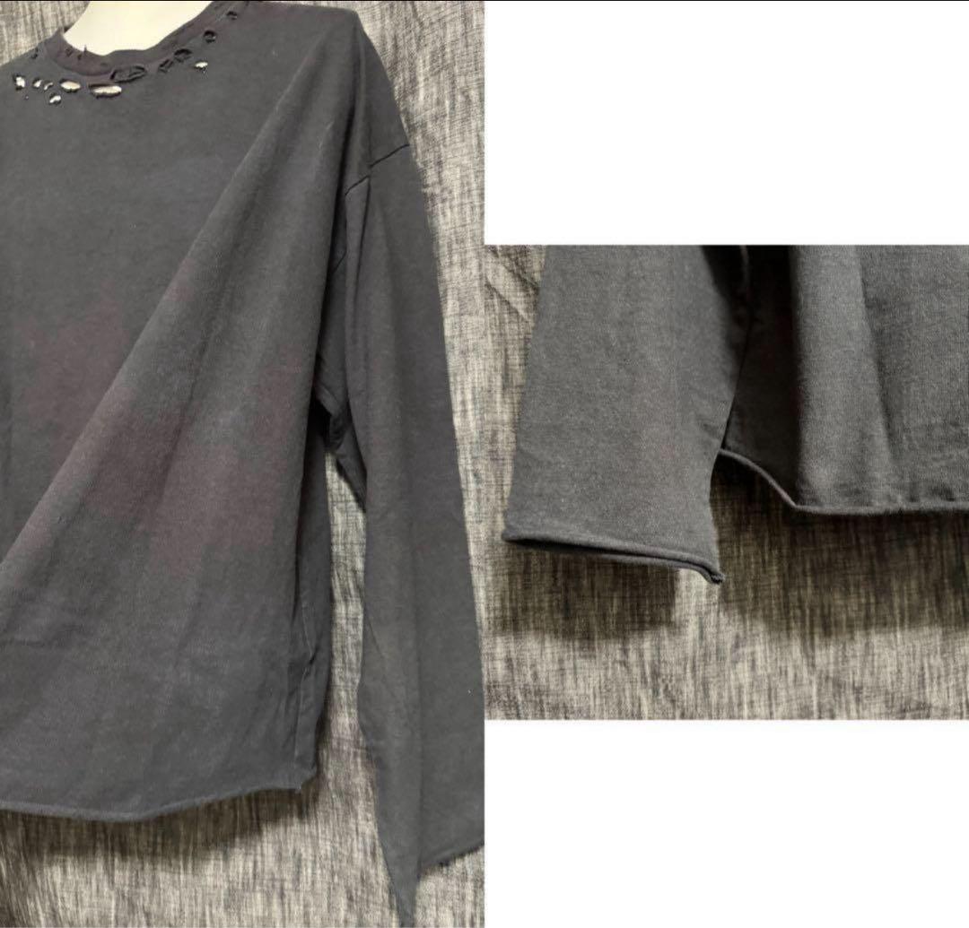 定価30800円 CVTVLIST ダメージ加工プルオーバー カットソー　黒