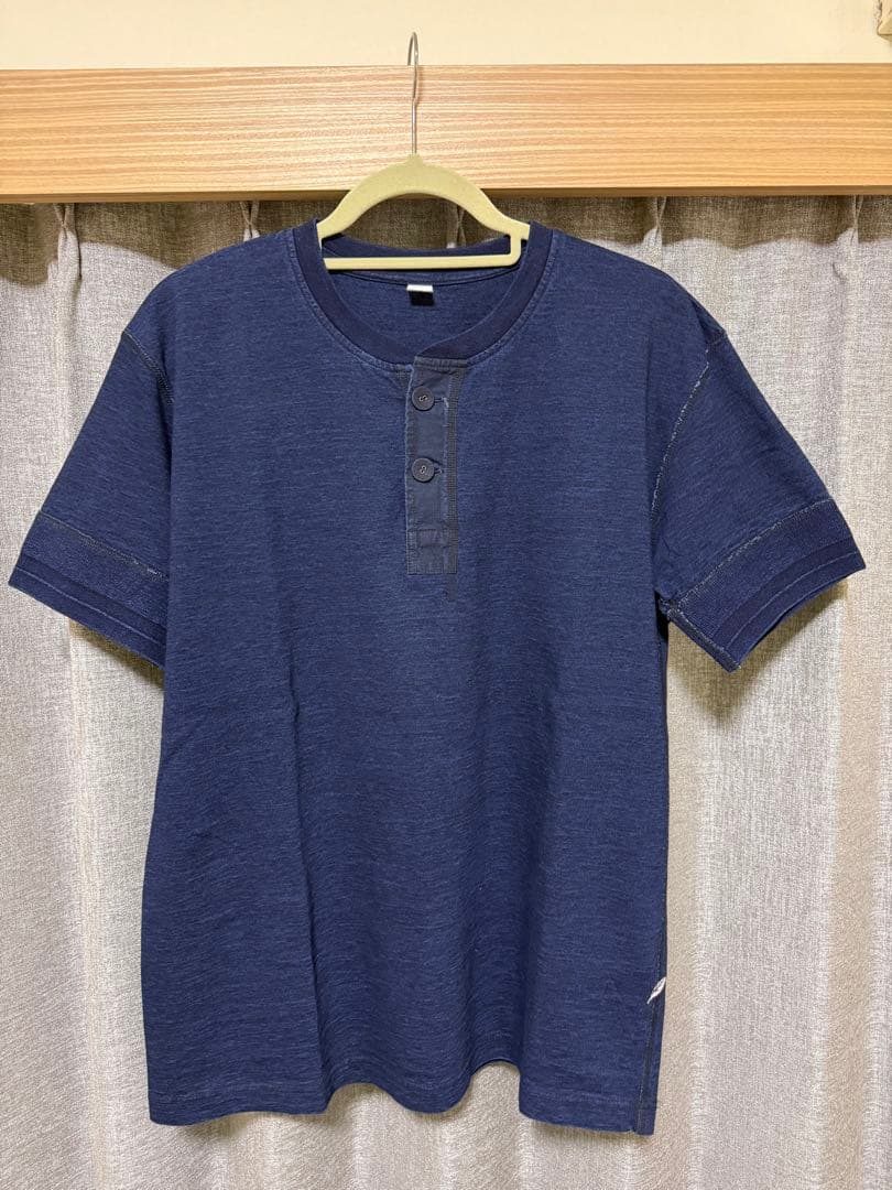 Pure Blue Japan - リブ袖ヘンリーネックTシャツ